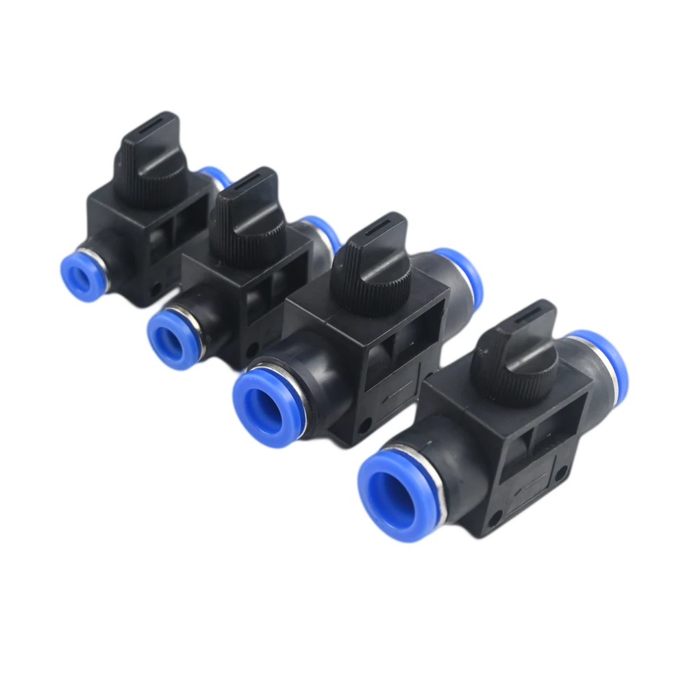 Plastic Pneumatic Hand Valve 8mm-12mm Black Push In Quick Joint Connector To Turn Switch Manual Ball Current-limiting Valve