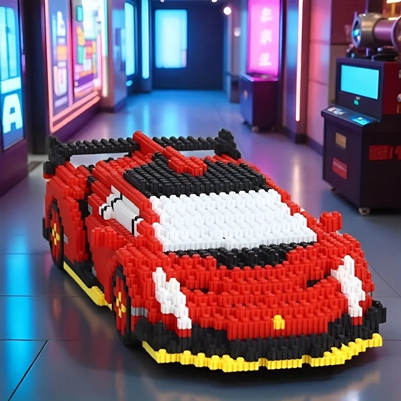 

Red Large-Scale Racing Car Building Set - Challenging Assembly Model Kit with Aerodynamic Body Realistic Engine & Chassis