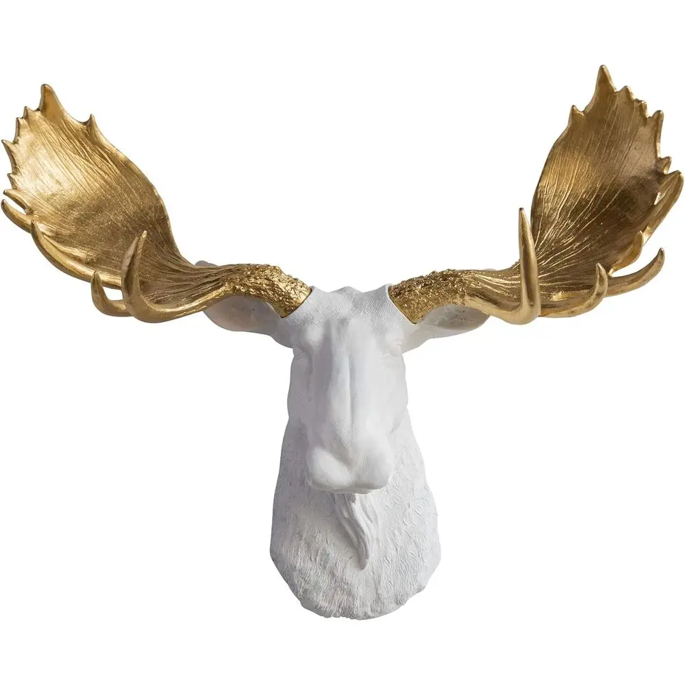 

Near and Deer aux Taxidermy Moose Wall Mount, White/Gold, M0108