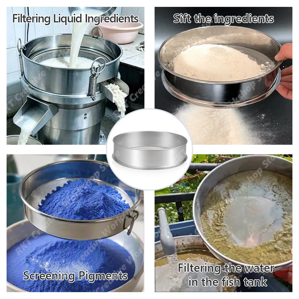 Sifter Mesh Screen 304 Stainless Steel Mesh Sieve Test Multi-Purpose Flour Powder Pigment Liquid Filter Laboratory Test 20/30/40