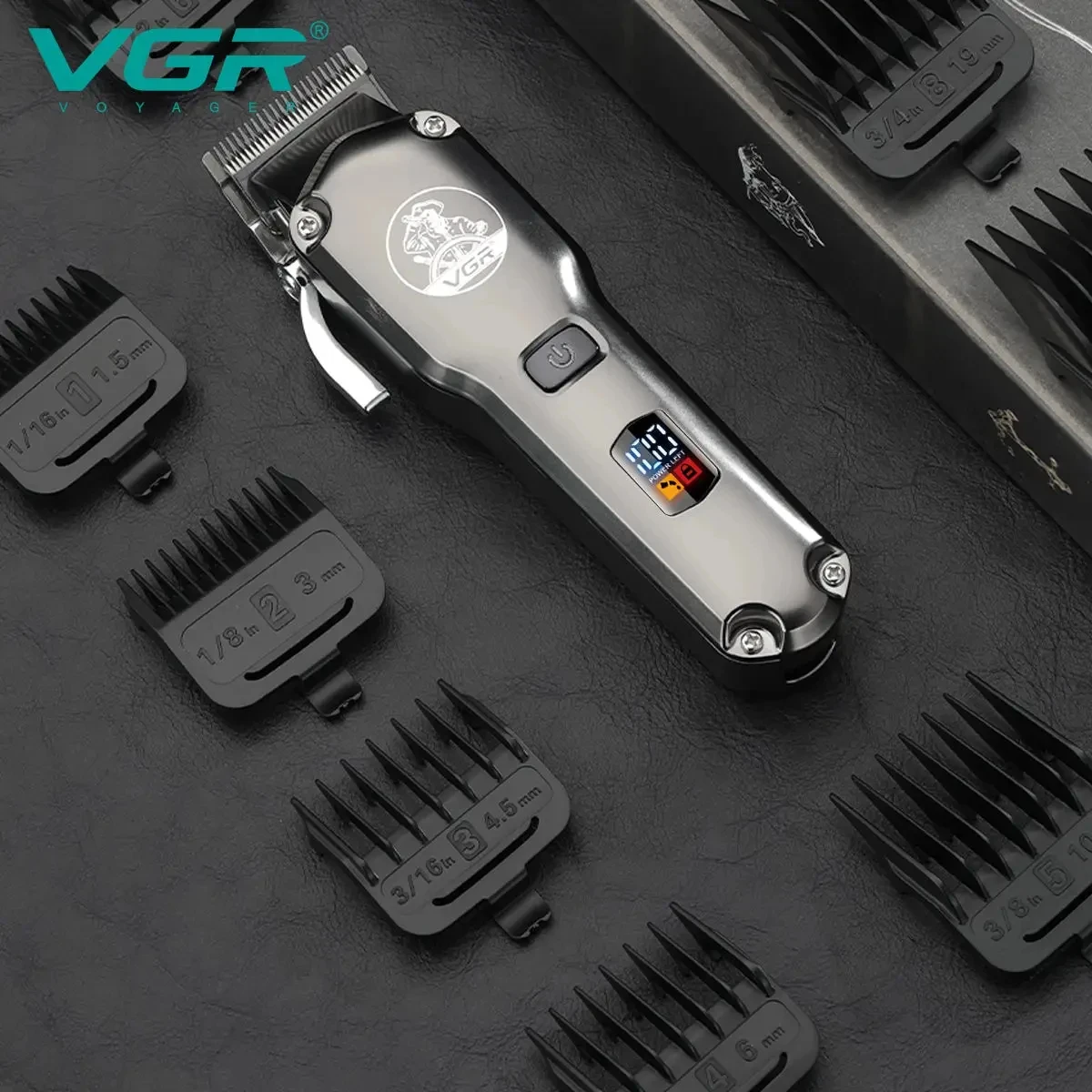 VGR V-675 S3 3-in-1 high-end hair trimming set metal body sharp blade hair clipper LED electric push shear reciprocating men's s