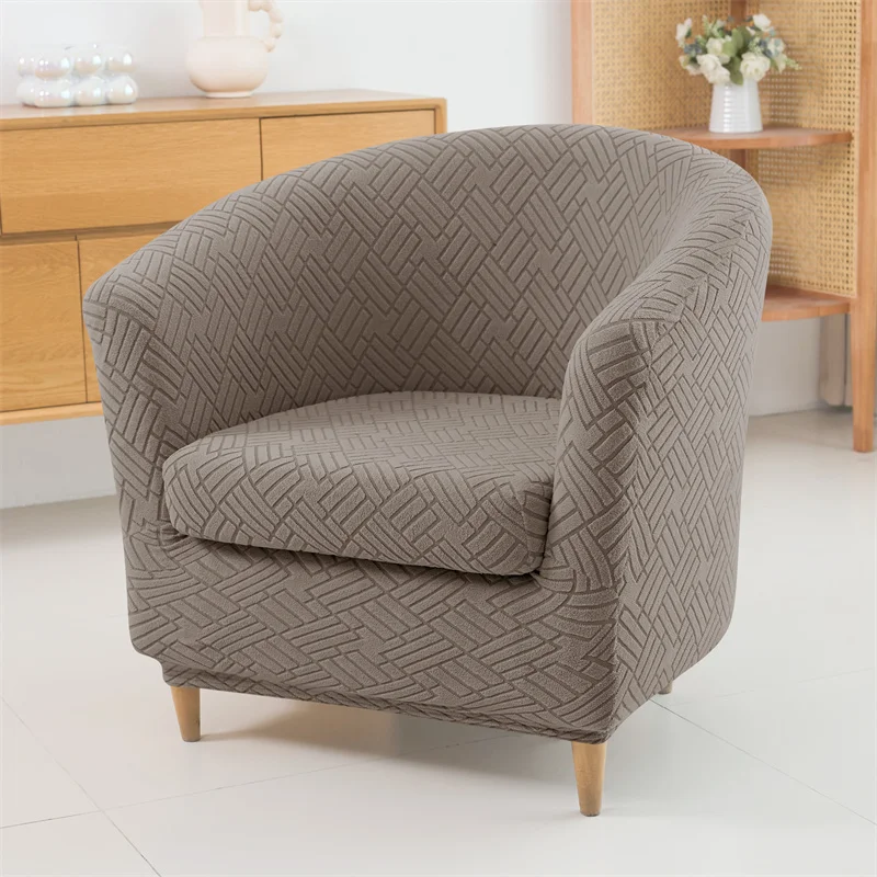 2 teile/satz Jacquard Club Tub Stuhl Abdeckung mit Kissen Abdeckung Elastische Sessel Schonbezug Rutschfeste Couch Abdeckung Möbel Schutz – Detail 8