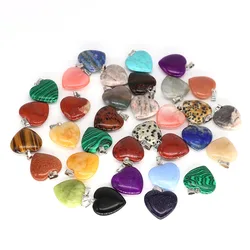 20mm Natural Love Heart Pendants Crystal Stone Mineral Quartz Healing Fashion Gems Jewelry DIY Necklace Accessory Gift Wholesale