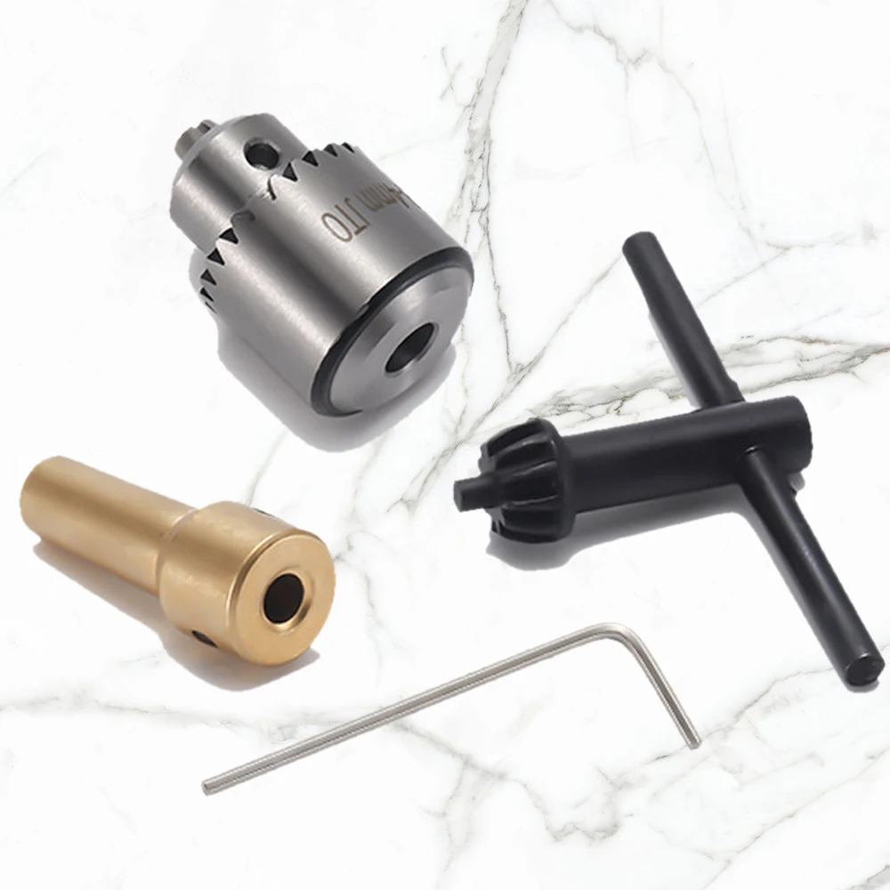 Micro Motor Drill Chuck Clamping Range 0.3-4mm Taper Mounted Mini Drill Chuck With Chuck Key 3.17mm Brass Electric Motor Shaft