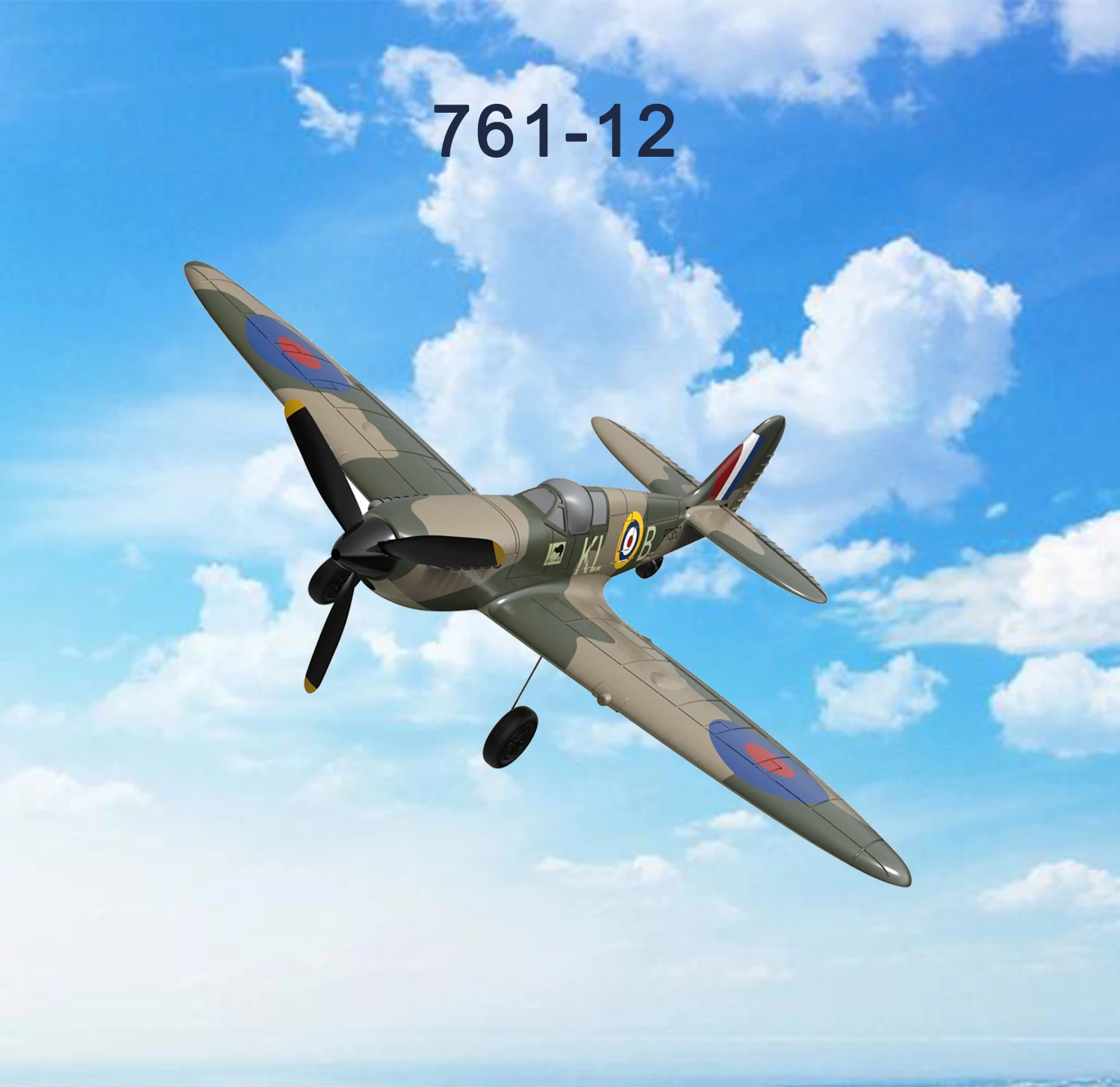 761-12 Spitfire Fighter 2.4G 400mm Wing Span Remote Control Aircraft RTR One Stunt Toy Gift for Adults and Children