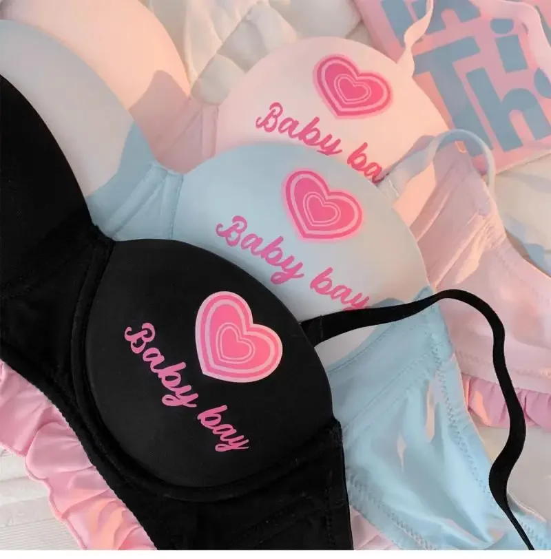 Miniso Babbie Underwear Bra Set Sweet Sexy Girl Bra No Steel Ring Push Up Comfortable Daily Use Kawaii Underwear Lovely New Gift