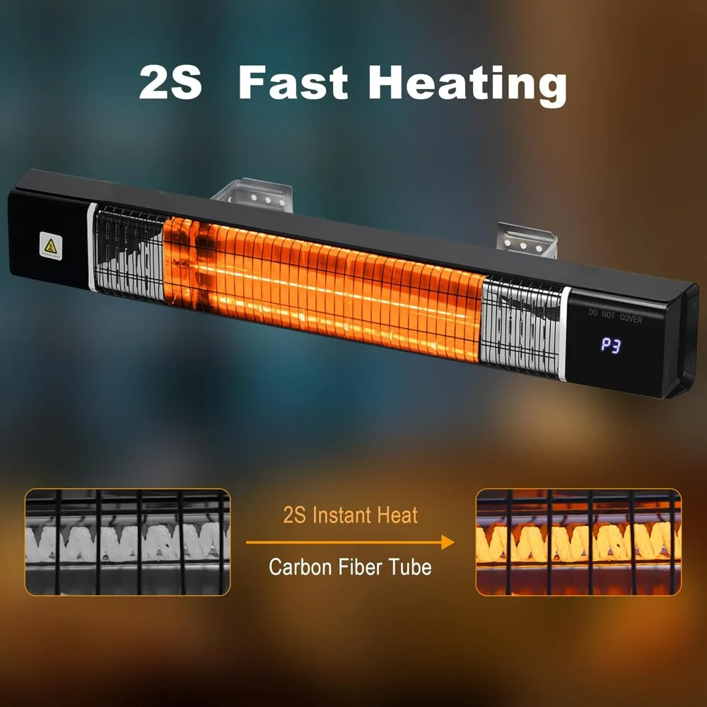 Outdoor Heaters, Wall Mounted Patio Heater, Electric Infrated Heater With Waterproof, Remote, 24H Timer, 1500W Space Heater