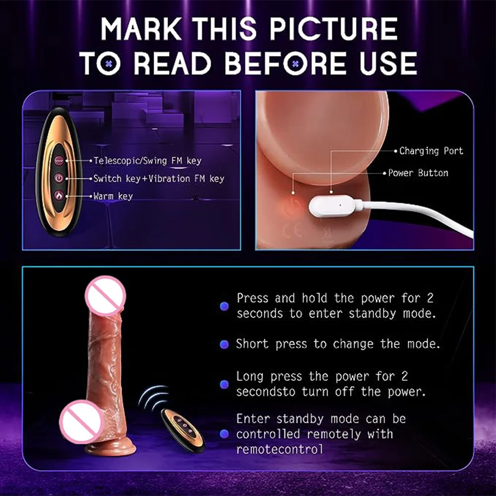 Thrusting دسار هزاز الجنس لعب قضبان اصطناعية واقعية ل G بقعة الشرج تحفيز التحكم عن بعد القضيب لعبة الكبار للنساء زوجين