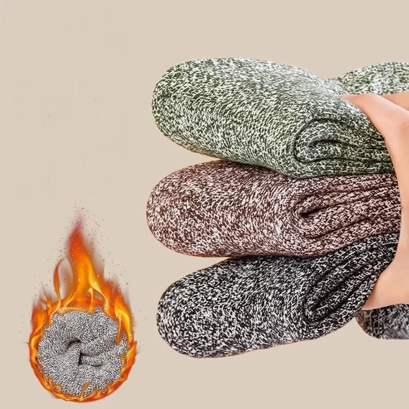 

3 Pairs Men's Winter Thick Warm Socks, Faux Cashmere Feel Thermal Antifreeze Socks, Harajuku Retro Style, Size 39-44