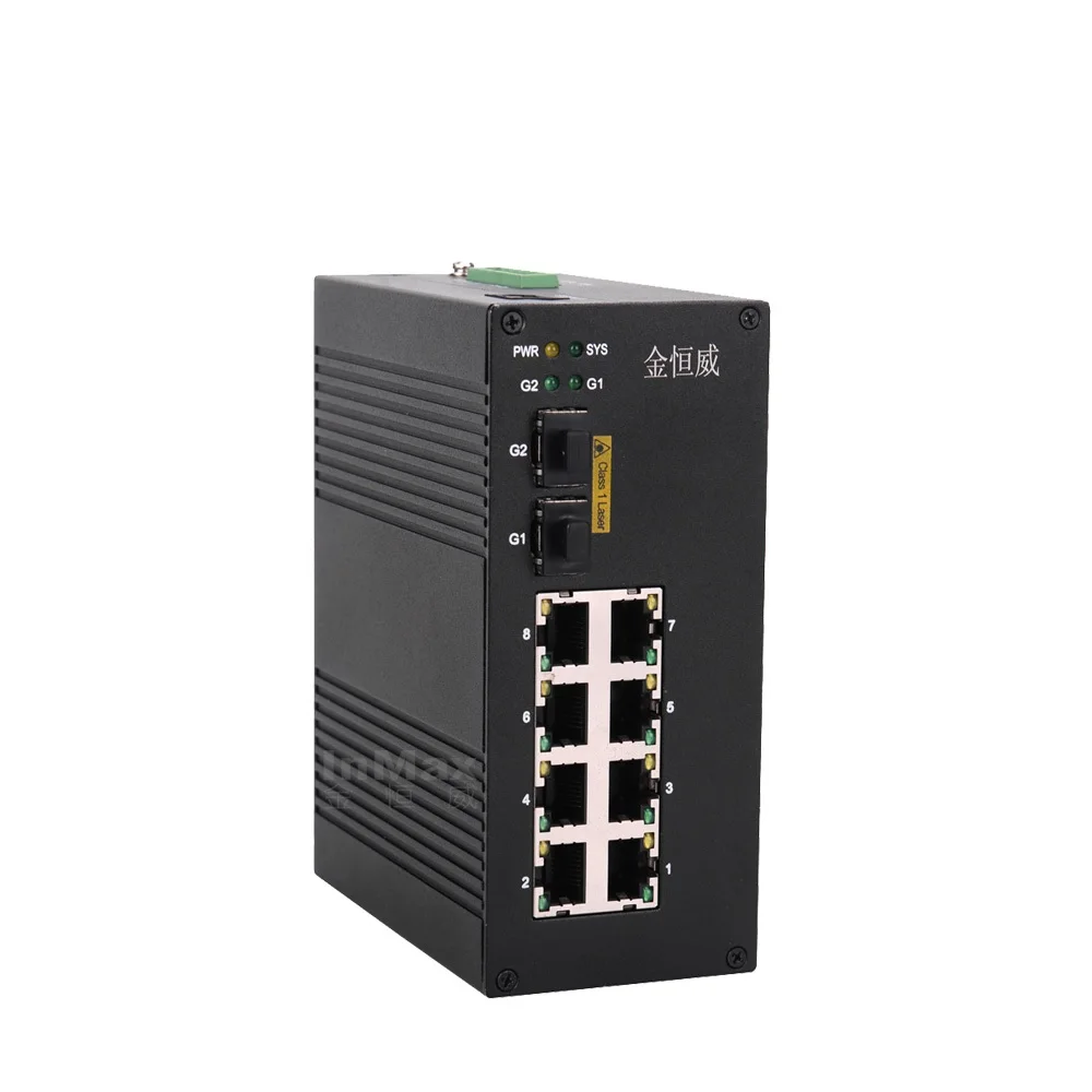 InMax Manufacturer DIN Rail Industrial managed Switch, 2 Gigabit SFP Slot and 8 10/100/1000M PoE RJ45 Port P610A