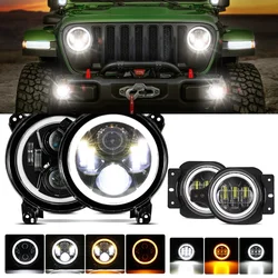 9 Inch LED Headlights with Integrated DRL Turn Signal Low High Beam Halo Ring for Jeep Wrangler JL MOAB Gladiator 2018-2023