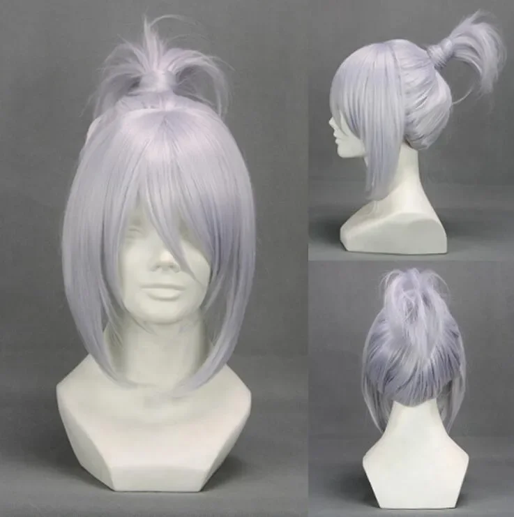 45cm Straight Silver White Final Fantasy Sice Cosplay Wig with Braid