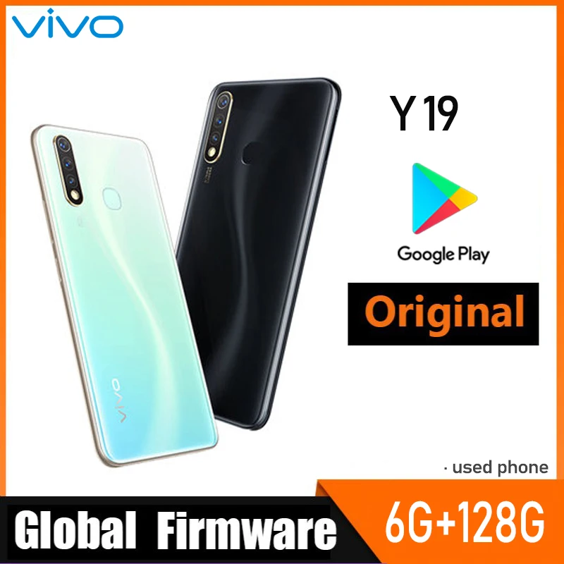 

VIVO Y19 Smartphone 4G LTE Global firmware 6GB 128GB 6.53'' Octa Core 16MP+8MP+2MP 5000 mAh Fingerprint Android 9 1y Used Phone