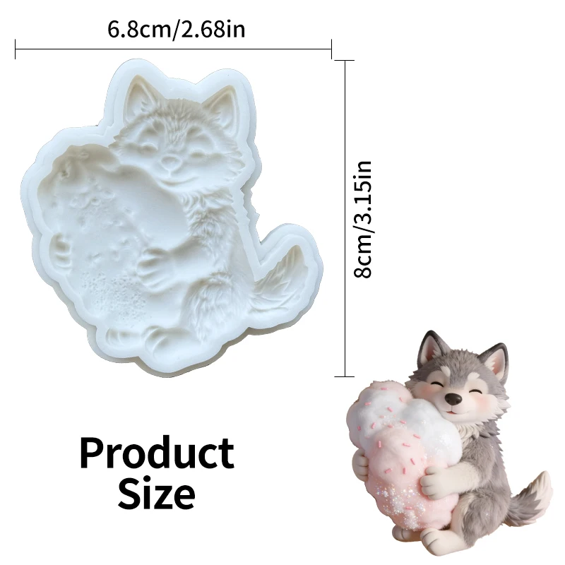 Cloud sleeping wolf silicone mold, reusable resin mold, clay and gypsum mold, DIY decorative handmade mold