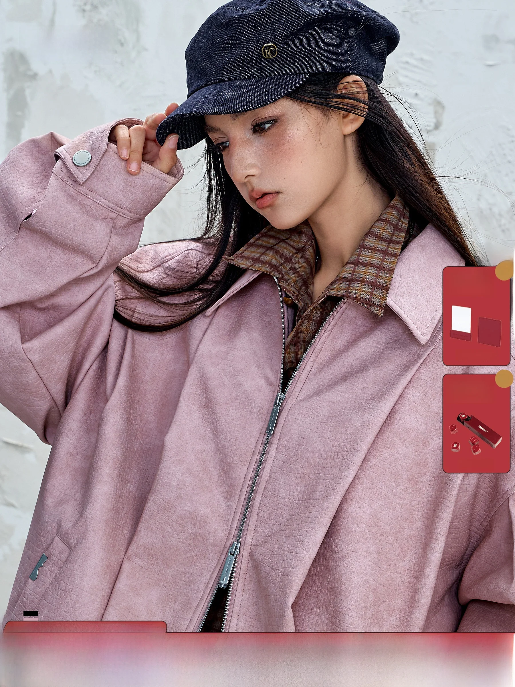 

BJHG Retro Alligator Pattern PU Leather Cotton Jaet Men's Winter New American Trend Brand Cotton Coat Women's Loose Fit