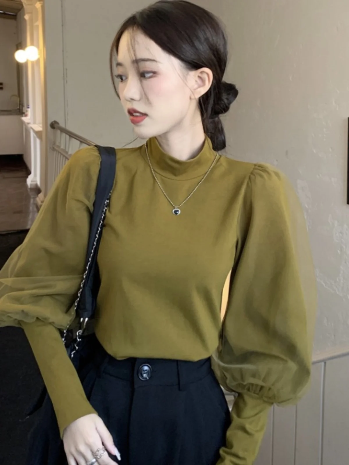 Camiseta de Manga Larga para Mujer, Estilo Informal, con Burbujas, Moderna, para el Trabajo, de Fibra de Poliéster, Corte Regular