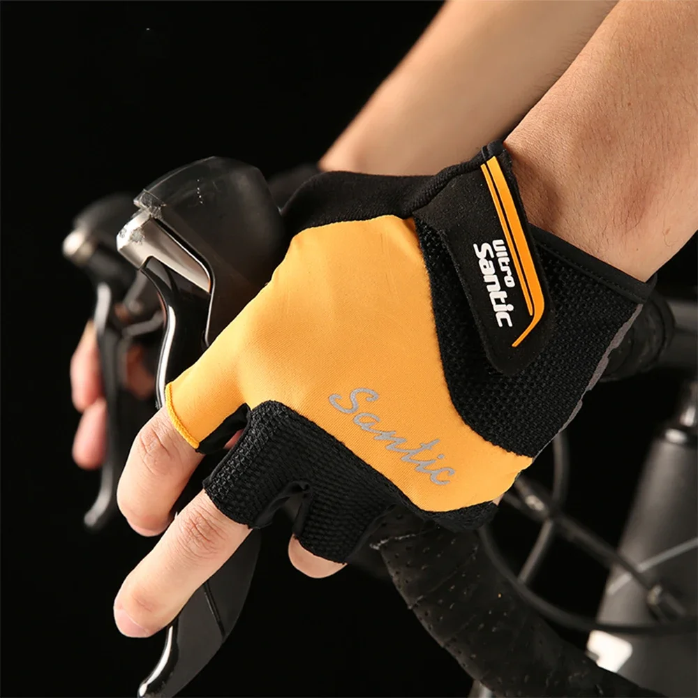 Santic Men's Half Finger Cycling Gloves - Anti-pilling Shockproof MTB Mittens