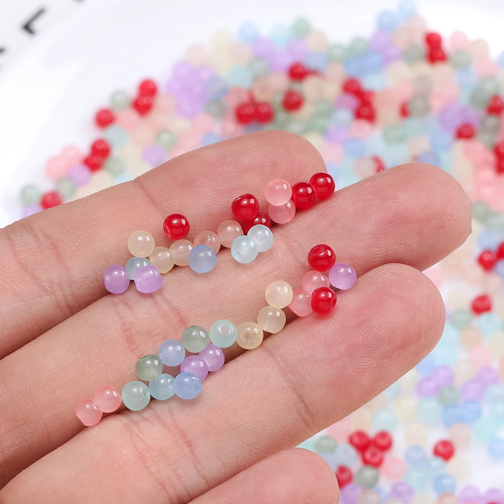50/100pcs 4mm Colored Glass Imitation Jade Round Beads Spacer Beads for DIY Earrings Necklaces Bracelets Jewelry Making Findings