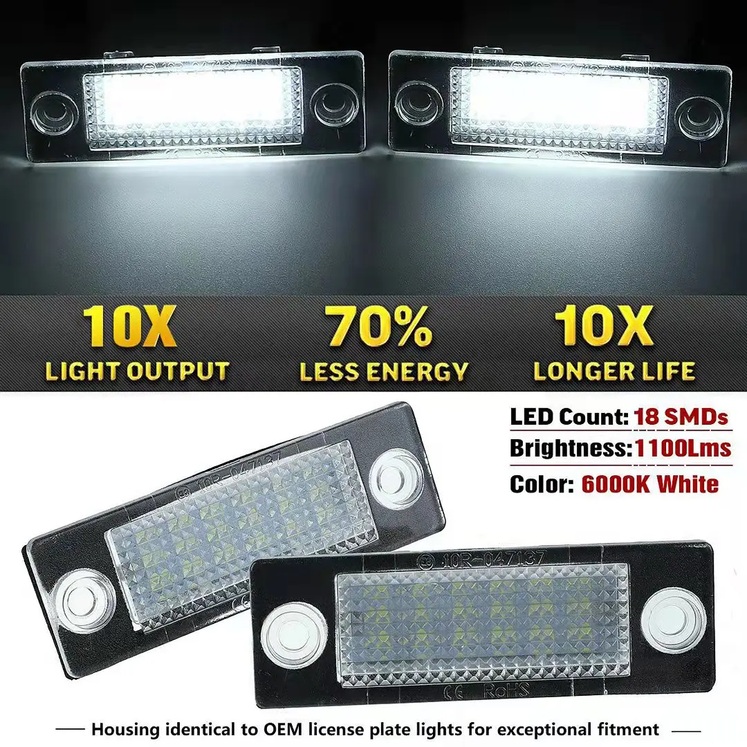 

2PCS 12V LED Car License Number Plate Light Lamp No Error For VW Touran Golf Caddy Jetta MK3 T5 Passat Cimousint Skoda Superb
