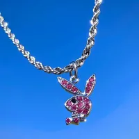 2025 New Fashion Net Red Zircon Rabbit Ladies Necklace Hip Hop Rock Pendant Necklace White Rabbit Clavicle Chain Jewelry Girl