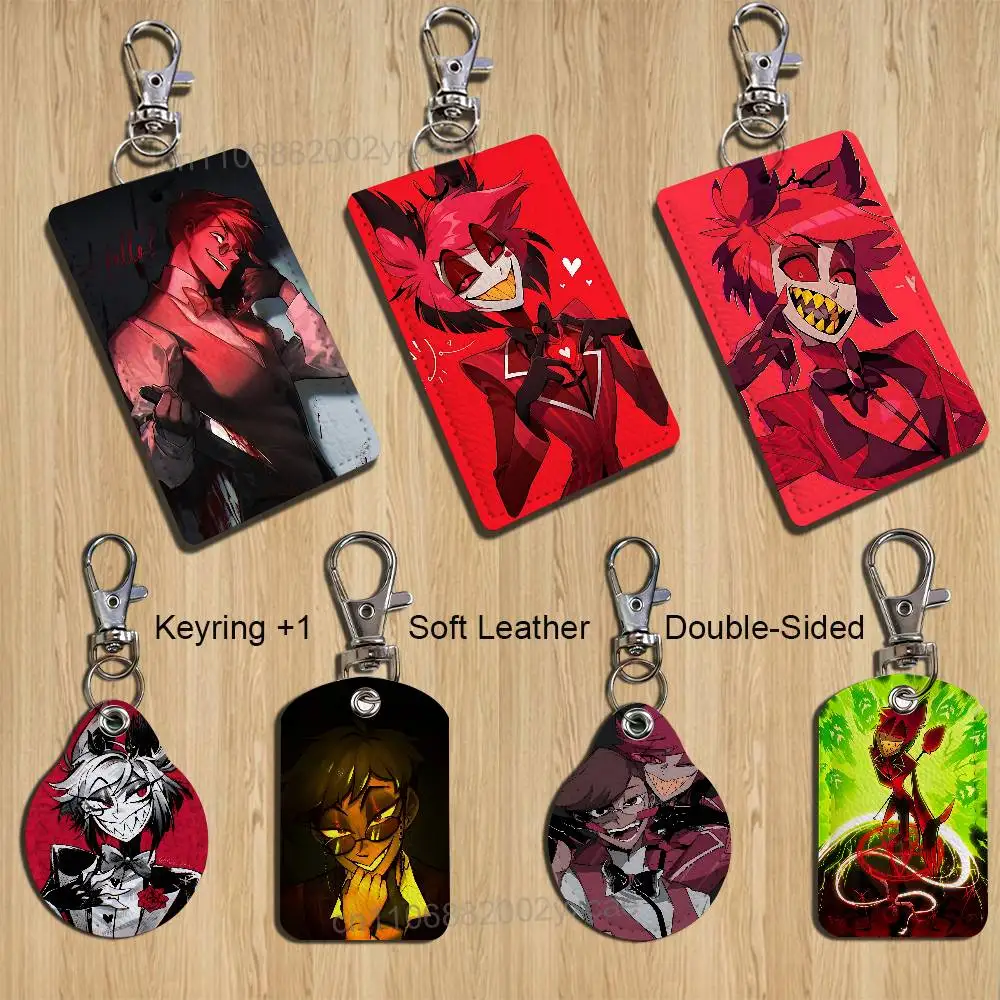 Evil H-Hazbin A-Alastor Card Holder With Keychain Executive Protection For Bank Credit Subway Bus Case