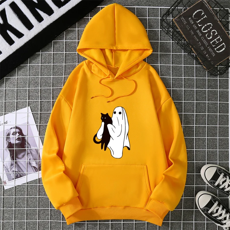 هالوين الطباعة الجرافيكية الخريف والشتاء القطن الخالص الرجال والنساء هوديس عارضة في الهواء الطلق الشارع الرياضة التدريب العلامة التجارية