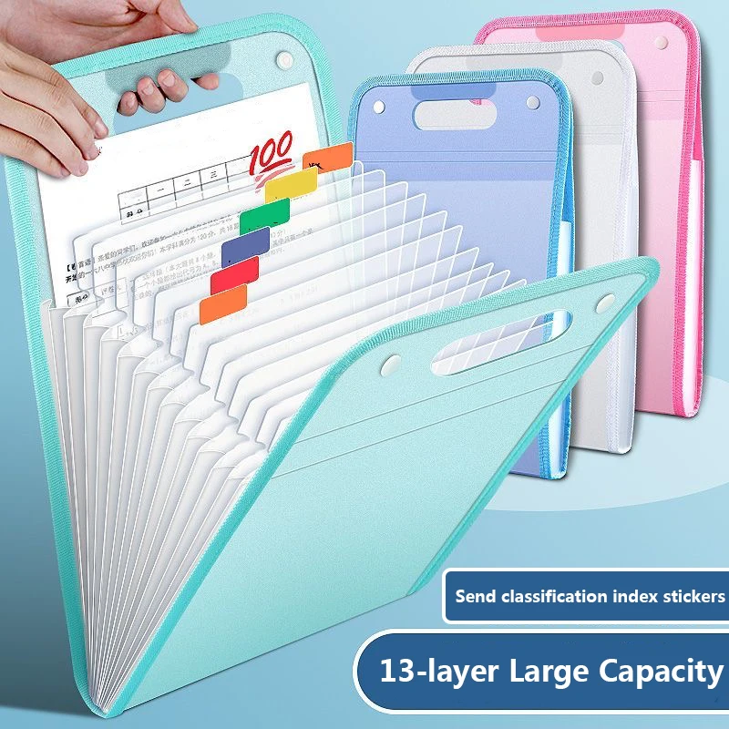 A4 Expanding Folder Document Folder with 13 Compartments Document Bag Sorting Folder A4 File Folder Expandable for Office Office