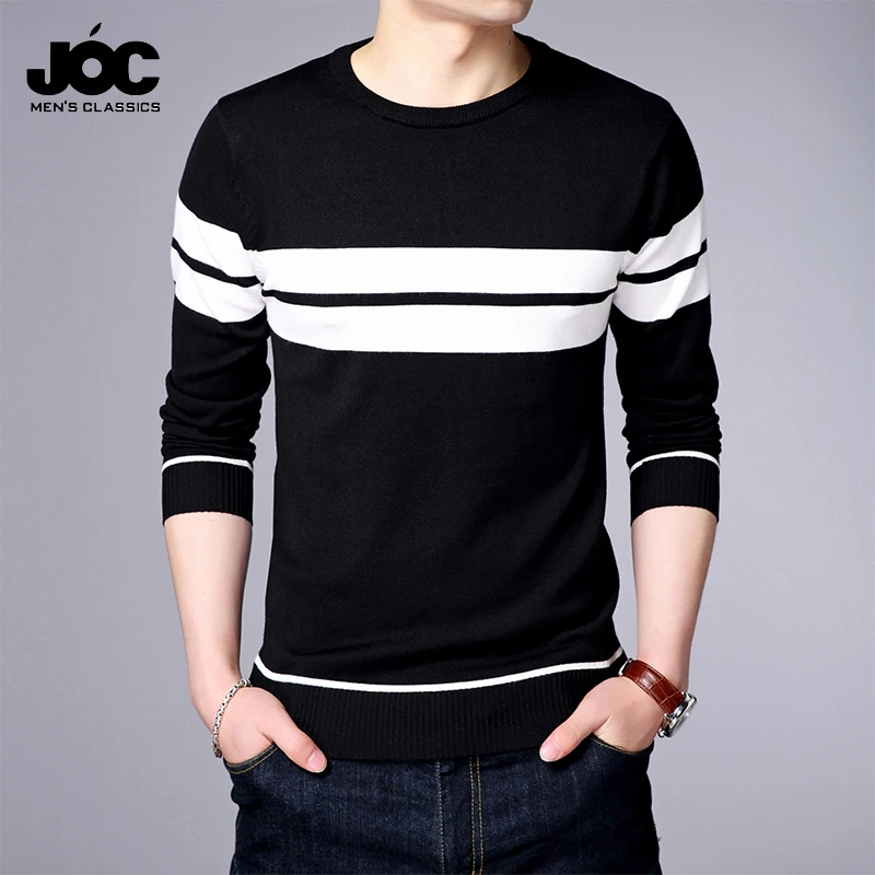 Men\'s Casual Striped Knit Spring and Autumn Long Sleeved Pullover Fashion Top