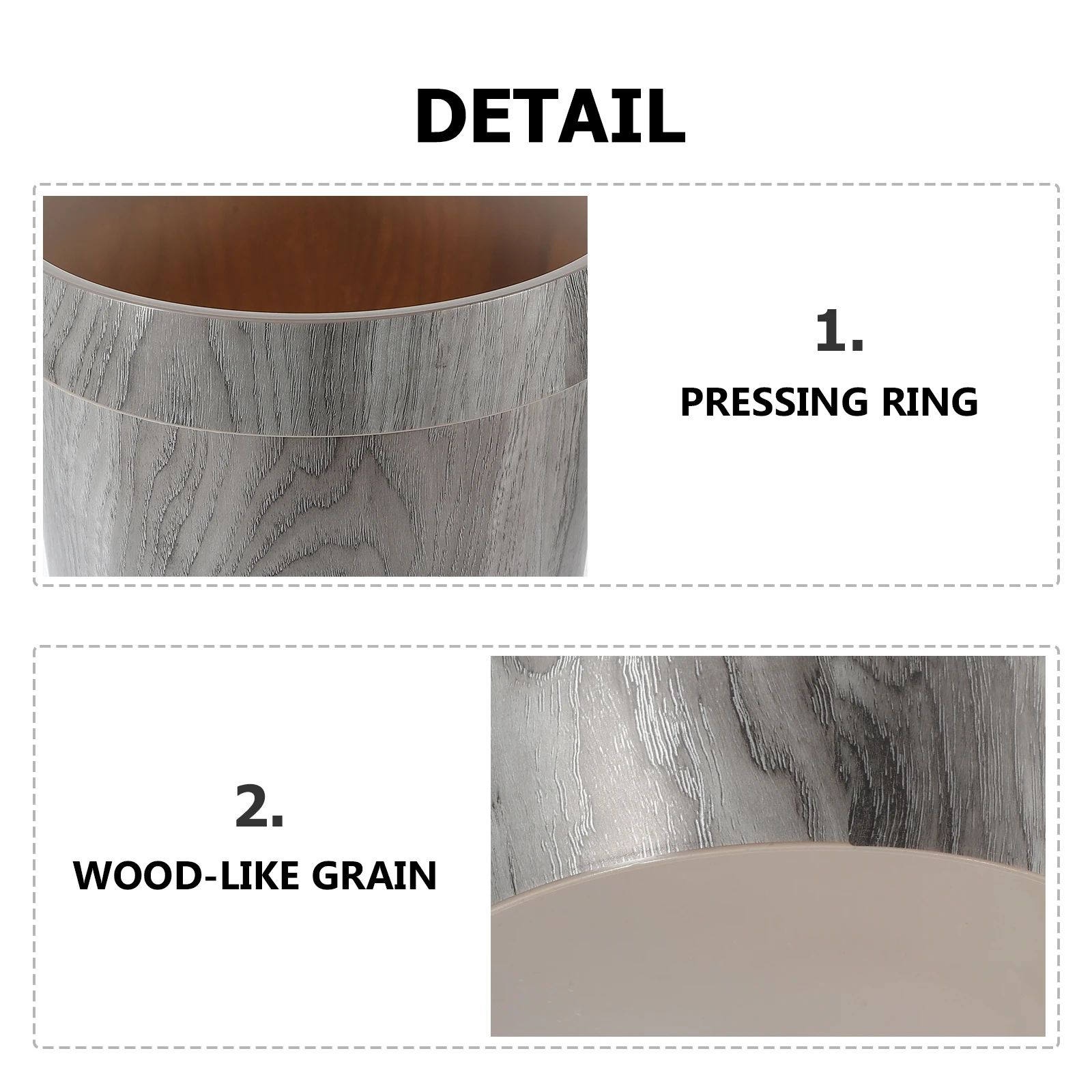 

Мусорный бак с имитацией древесного зерна без крышки, компактный пластиковый контейнер для мусора для домашнего офиса, ванной комнаты, кухни, многоразовый