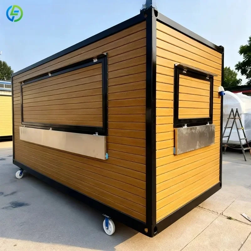 Steel Shipping Container Industrial Design Mobile Coffee Shop Restaurant Outdoor Bar with Breathable Feature Customized