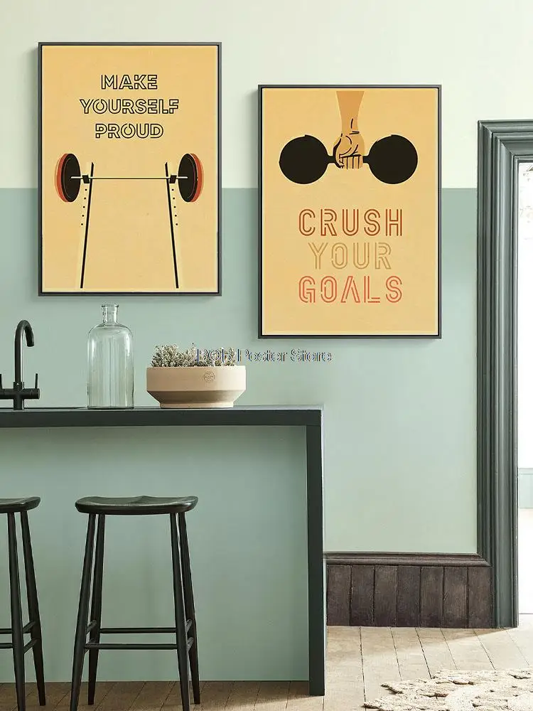 الكلاسيكية كرافت الجدار ملصق للياقة البدنية ، ملصق تحفيزي ، والحصول على بعض القوة لا ألم لا كسب يمكنك أن تفعل ذلك ، ديكور المنزل ، رياضة الفن