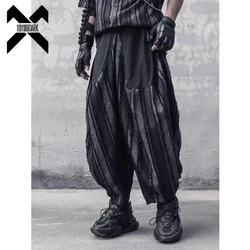 2024 Men's Harem Pants Joggers Trousers Summer Loose Cool Black Pants Patchwork Design Elastic Waist Streetwear Pant