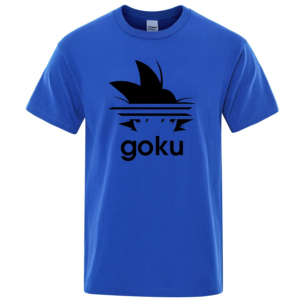 Letnie męskie t-shirty GOKU drukowane Casual męskie koszulki z krótkim rękawem moda oddychające bawełniane topy luźne, ponadgabarytowe koszulki z