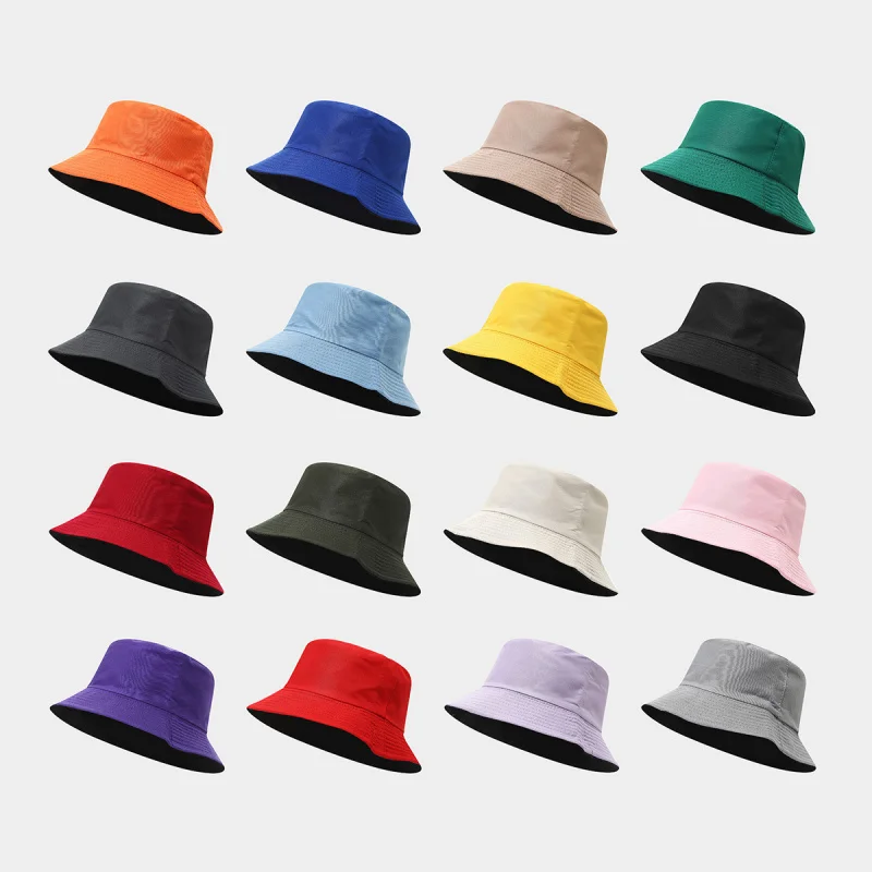 Double Sided Solid Bucket Hat Casual Breathable Sun Cap For Men Women Daily Wear