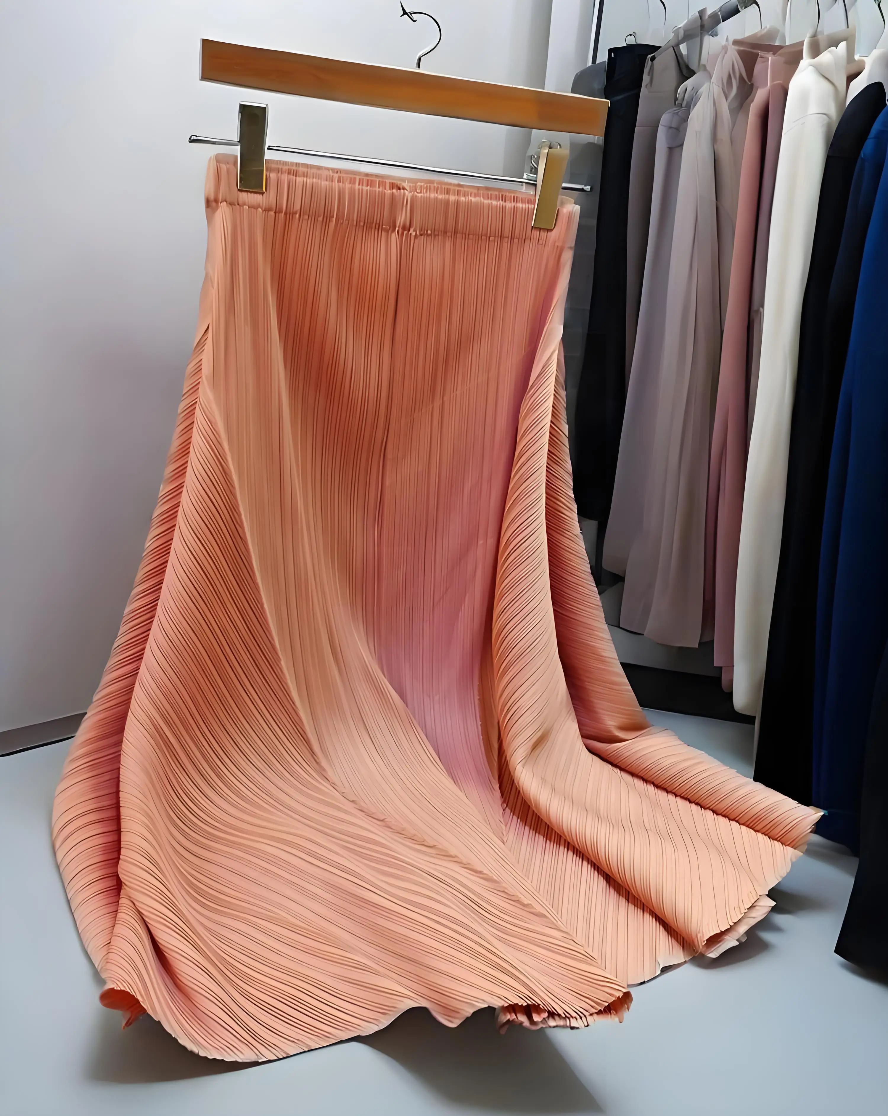 

Miyake 2025 Spring and Summer New Solid Color Pleated A-line Plate Half-body Skirt High-waisted Casual Thin Mid-length Skirt