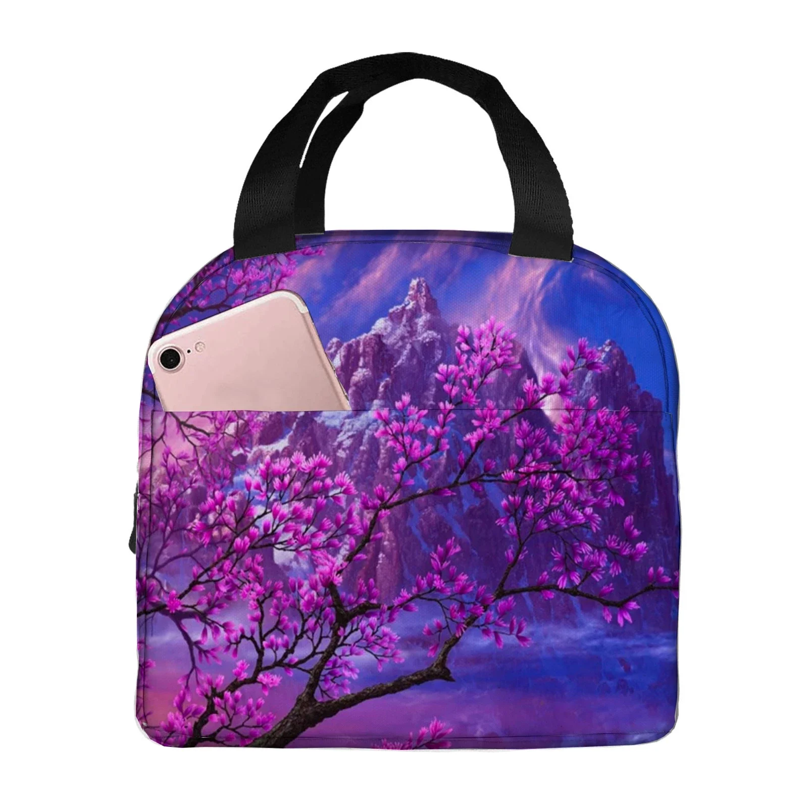 japanese cherry blossom   Lunch bag portable aluminum foil thickened thermal insulation lunch-bag waterproof lunchs bags handbag