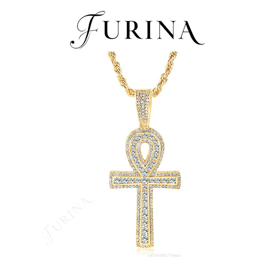 

Furina 18K Gold Plated Cross Necklace Luxury Couple Jewelry Hip-hop Style 2025 Hot For Girlfriend Man Christmas Valentine Gift