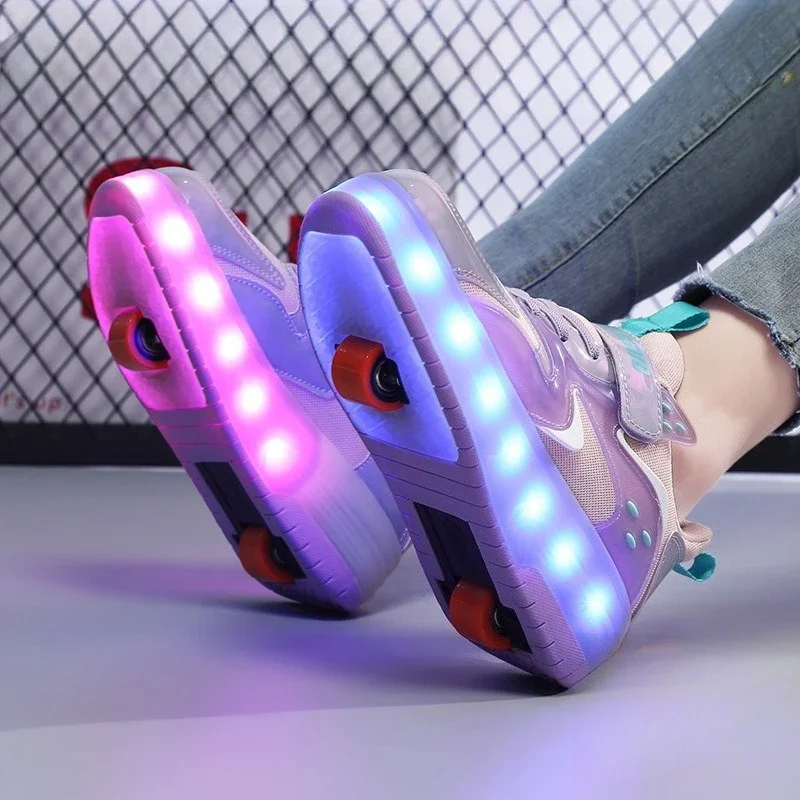 Zapatos de Skate en línea para niños, zapatos de patinaje sobre ruedas de velocidad con 2 ruedas, zapatos de patinaje ligeros con carga, zapatillas con ruedas voladoras