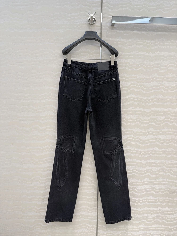 SVORYXIU Autumn Winter 2025 New style Retro Style Bow Jeans series Button Pocket Zipper Design Woman Leisure black Jeans