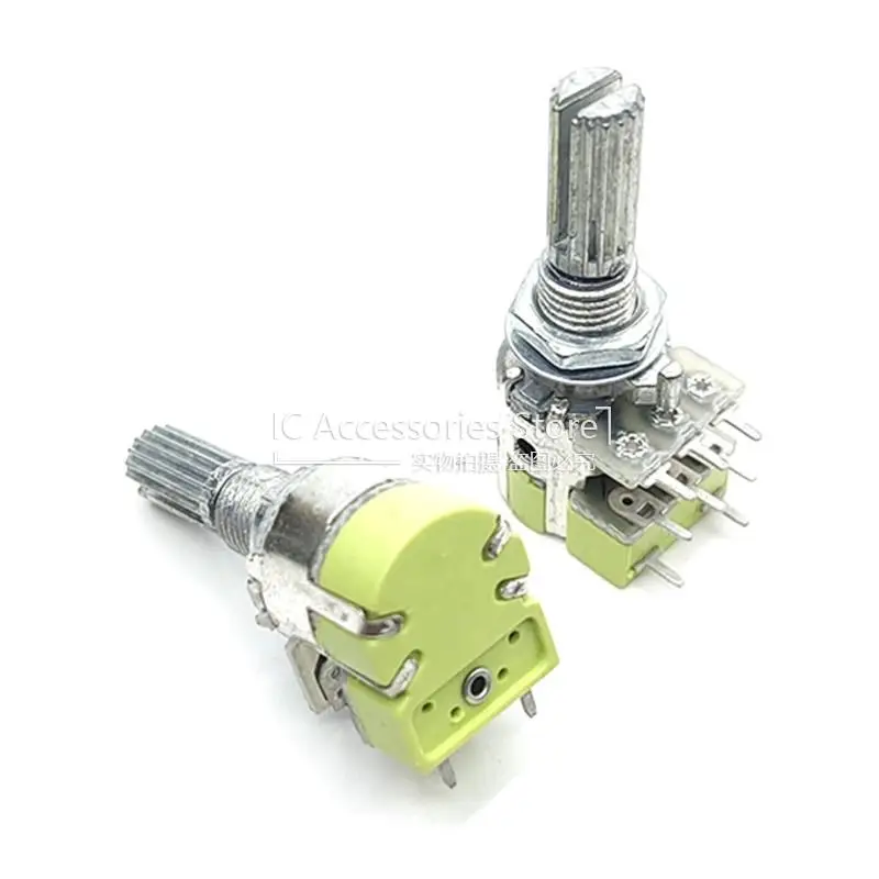 5PCS 12 Type R125G Dual Potentiometer With Switch B50K Volume Amplifier Potentiometer Handle Length 20MM 8Pin