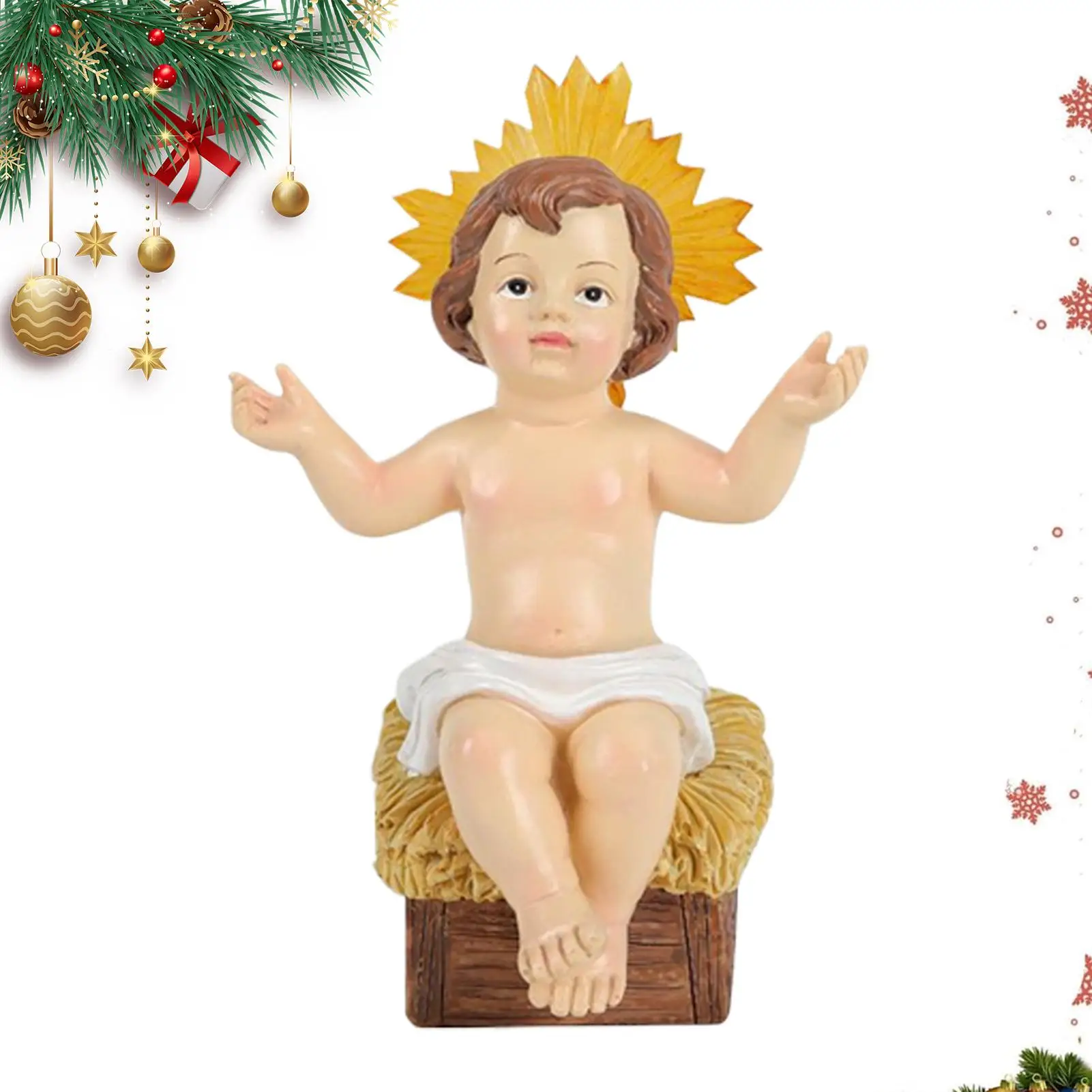 Mini Jesus Luminous Religious Figurine With Light Glowing Collectible Figurines Decoration For Home Christian Christmas Church