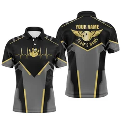 POLO con estampado 3D de bola de bolos para hombre, uniforme de bola personalizado con nombre, ropa deportiva grande, moda