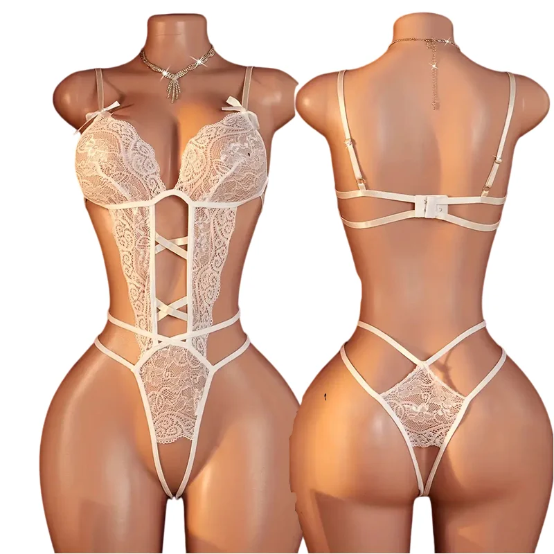 Adult Sexual Bra Lingerie Set Crotchless Lingerie Body Suit Erotic Lace Hollow…