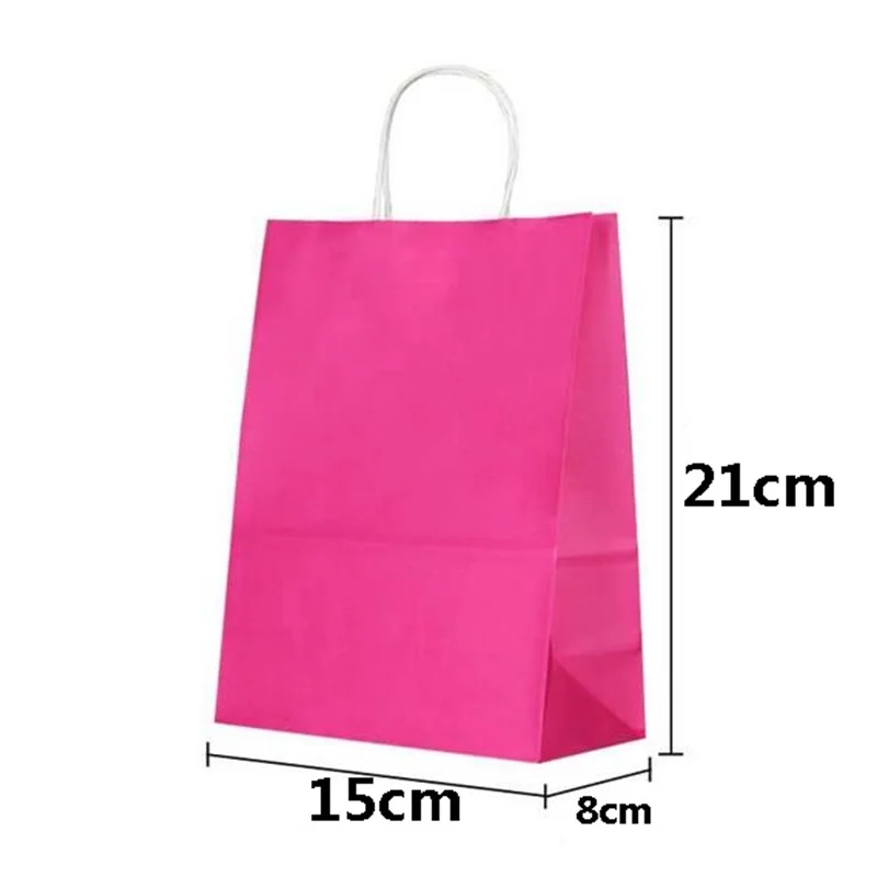 Imagem -02 - Bolsa de Papel Kraft Multifuncional com Alças Cor Macia Bolsa do Presente do Festival Bolsas de Compras Alta Qualidade Faça Você Mesmo 21x15x8cm 50 Pcs