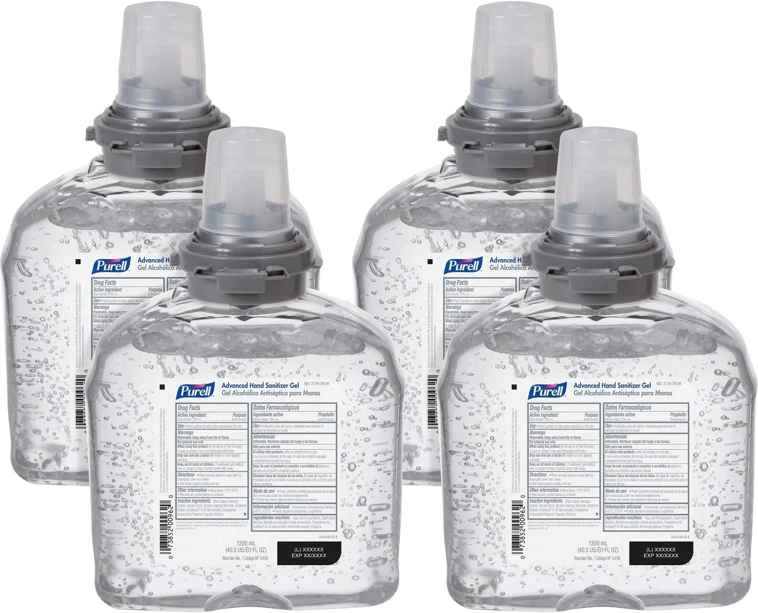 Purell 545604CT Refill, for TFX Dispenser, 1200ml, 4/CT, Clear