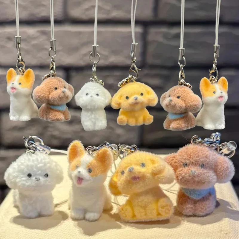 لطيف الكرتون الكلب الحيوان المفاتيح قلادة ظهره حلية زوجين الهدايا الهاتف الحبل يتدفقون القلطي سلسلة هواتف المفاتيح