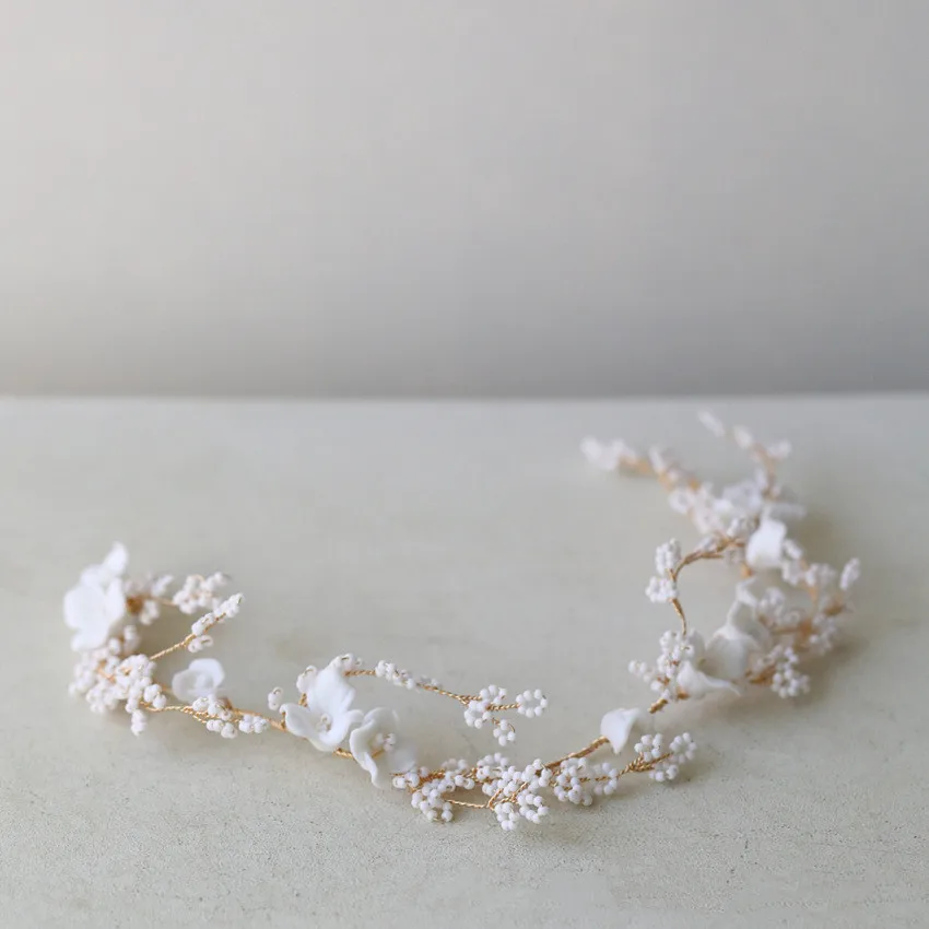 Bandeau à fleurs en céramique pour mariage, accessoires de cheveux pour femmes, couvre-chef, épingles à cheveux, bijoux de demoiselle d'honneur, cadeau