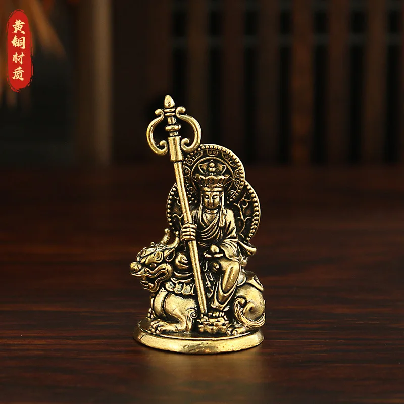 Brass Ksitigarbha Bodhisattva figurine, a decorative Buddhist statue for home or office, featuring the deity Diting, a Tibetan-s