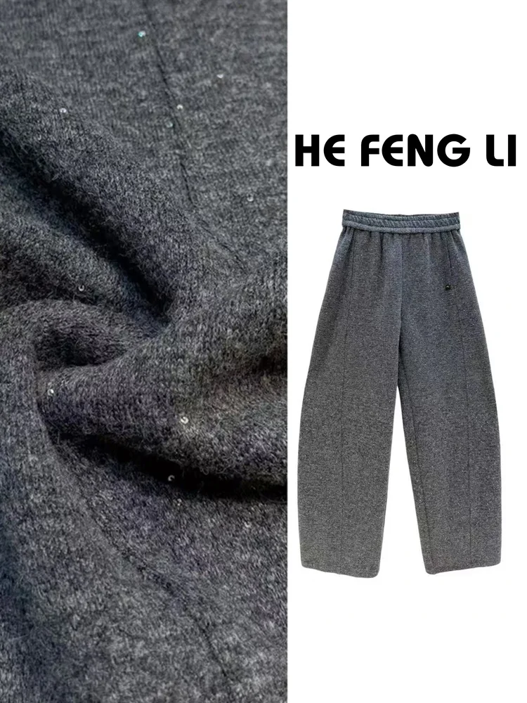 

Женские повседневные брюки Galaxy Star из смешанной ткани с пайетками, 3D-крой, универсальные, удобные, прямые, с высокой талией, эластичные, Leisu...