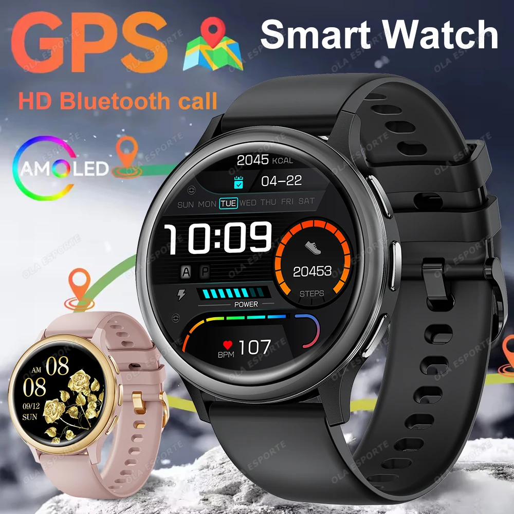 

Новые мужские и женские умные часы IP68, водонепроницаемые, 1,27 дюйма, AMOLED-экран, беспроводной звонок, мониторинг сердечного ритма, сна, женские умные часы для здоровья